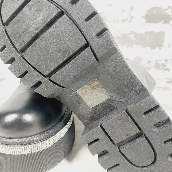 Wild Diva Munich-09 Faux Leather Lug Sole Rhinestone Lace-Up Combat Boots K776 - Picture 9 of 11